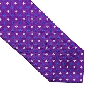 VTG Brooks Brothers Mens Purple Geometric Floral Neck‎ Tie 100% Silk Made in USA